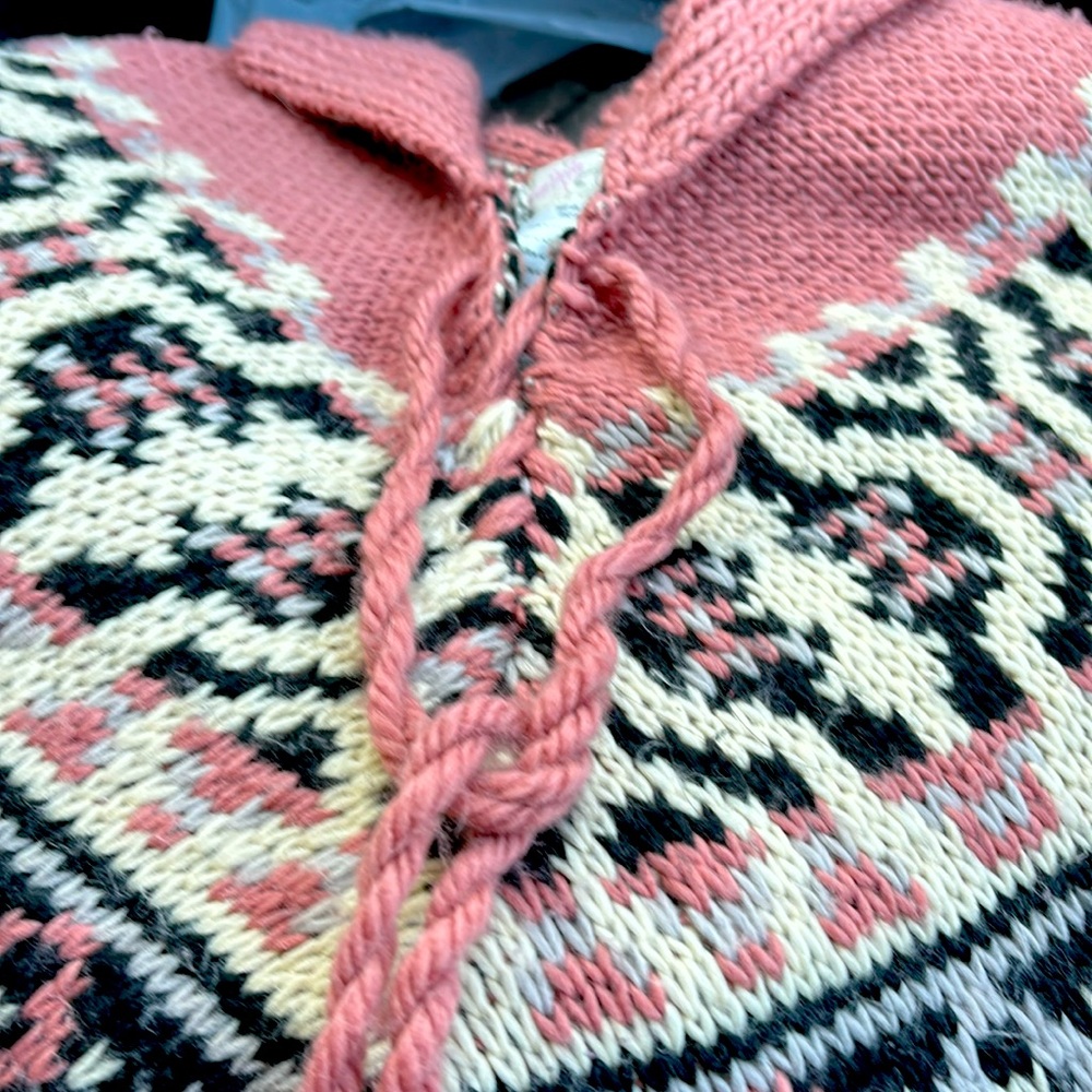 Free People High Life Fair Isle Poncho Boho Fringe Oversized Knit Shrug One Size